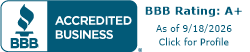 BBB Accredited Business, A+ rating