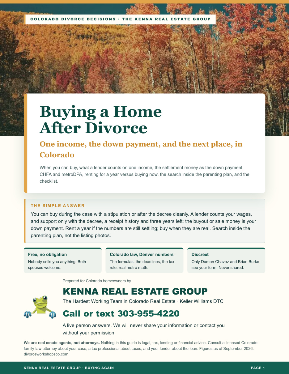 Cover of Buying a Home After Divorce in Colorado: One Income, the Down Payment, the Next Place